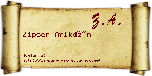 Zipser Arikán névjegykártya